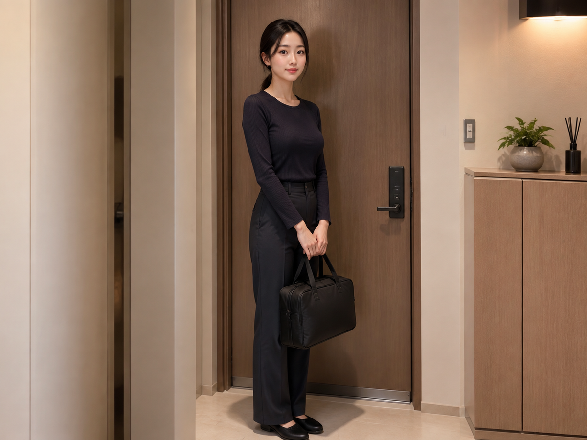안산 중앙동 방문 홈케어 일정을 준비하는 젊은 성인 한국 여성 관리사